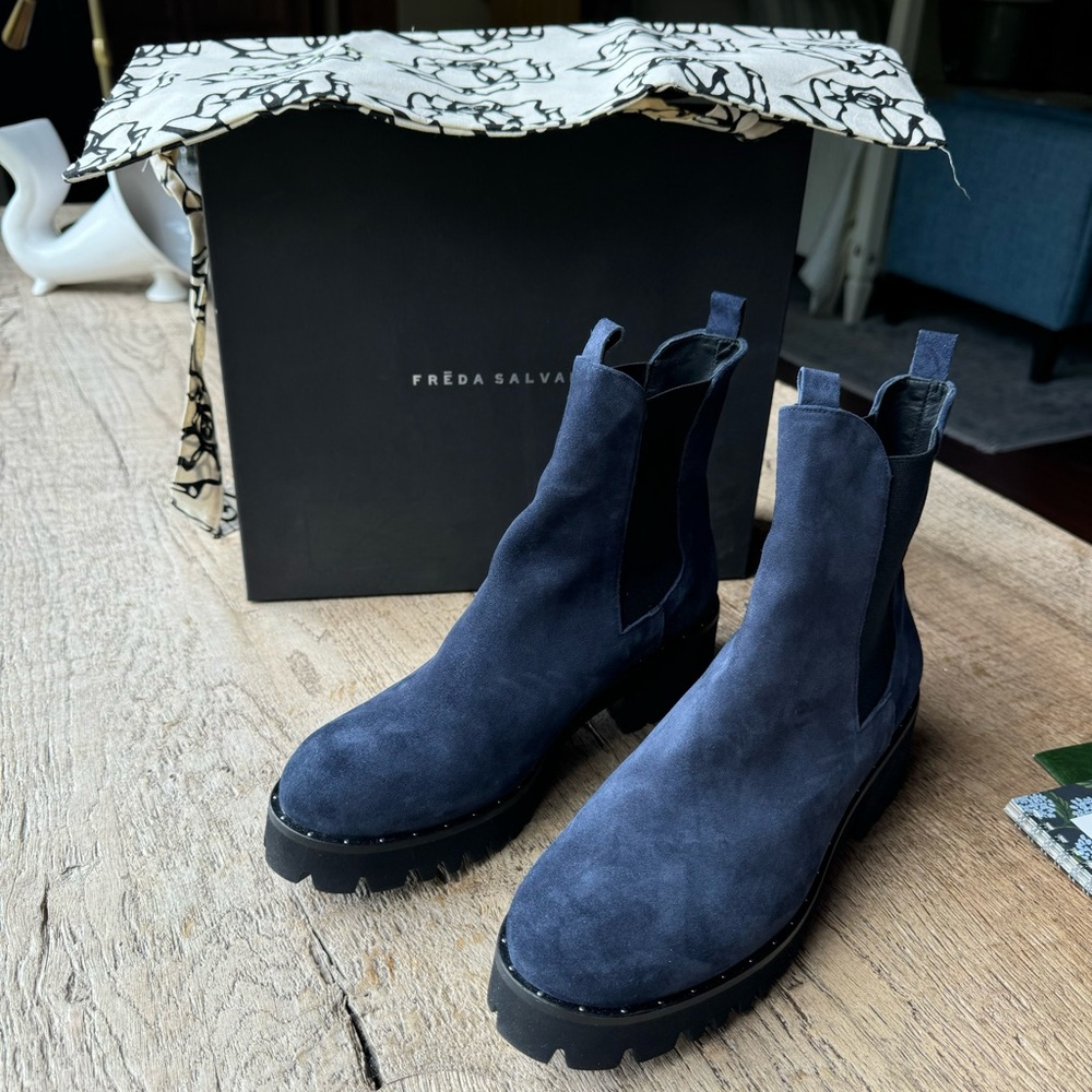 Freda Salvador Navy Ankle Booties